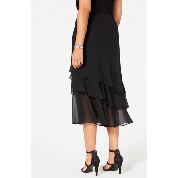 ALEX EVENINGS Skirt, Tiered Chiffon Midi - Picture 2 of 7